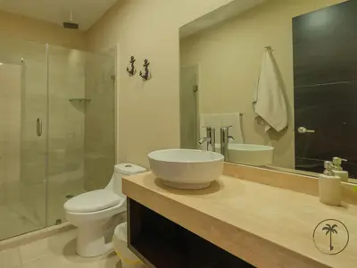 Un baño de Acogedor Dpto. c/ Alberca y Rooftop en Mazatlán - Flamingo 503
