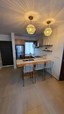 Una cocina o zona de cocina en Bonito Departamento cerca de las Playas del Puerto de Mazatlán.