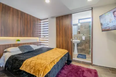 Cama o camas de una habitación en New York Loft en Centro Historico con Roof Garden