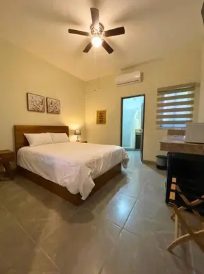 Cama o camas de una habitación en Habitación 3 en el Centro Histórico de Loreto