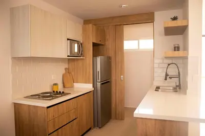 Una cocina o zona de cocina en Departamento a 5 min de la playa, Cerritos