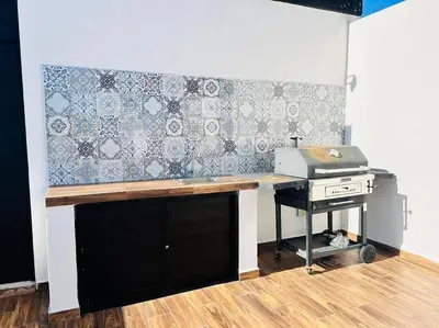Una cocina o zona de cocina en Rio de la plata D203 lujoso super céntrico