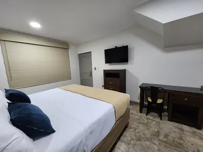Cama o camas de una habitación en Hotel Roque