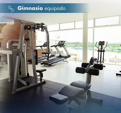 Gimnasio o instalaciones de fitness de Depto de Lujo Familiar Bluu Lagoon