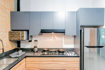 Una cocina o zona de cocina en Depa Industrial Moderno y lujoso