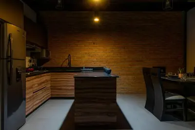 Una cocina o zona de cocina en Depa Industrial Moderno y lujoso