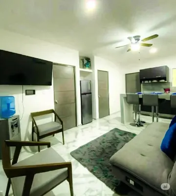 Una cocina o zona de cocina en Departamento El Tesoro - Olas Azules - 3 Min Malecón y Playas