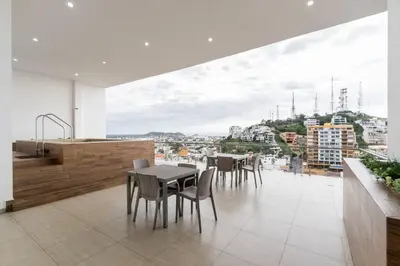 Zona de estar de Elegante depa frente al malecón y cerca del centro