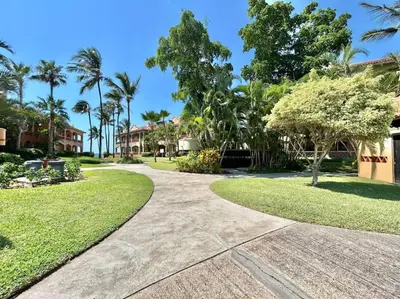 Jardín al aire libre en Departamento cerca del mar y con vista