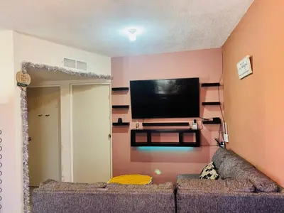 Una televisión o centro de entretenimiento en Bienvenidos a la casa gris