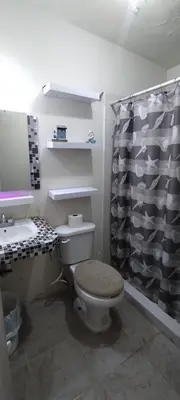 Un baño de Bienvenidos a la casa gris