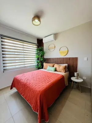 Cama o camas de una habitación en Almarena Depto Boho Chic 800 mts from the Beach!