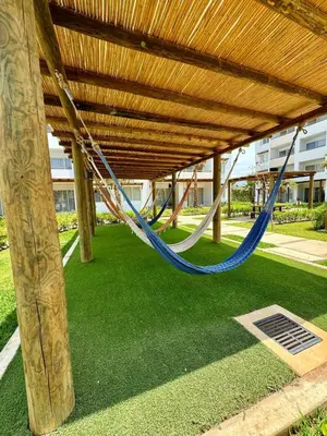 Jardín al aire libre en Almarena Depto Boho Chic 800 mts from the Beach!