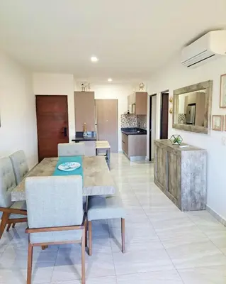 Una cocina o zona de cocina en Marina Cerritos Azul Turquesa #3 - 4 Albercas - 1 Min Playas