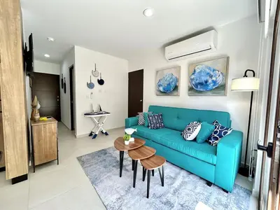 Zona de estar de Nice apartment near the beach Oceanna 224A