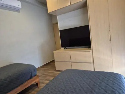 Cama o camas de una habitación en Beachfront, New Apartment at New Mazatlan