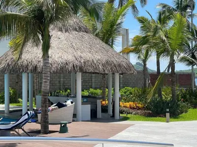 Jardín al aire libre en Apartamento pie de playa