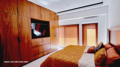 Cama o camas de una habitación en Departamento lujoso Cerro 38 Vista Hermosa