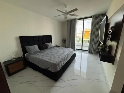 Cama o camas de una habitación en Casa palmera y sol