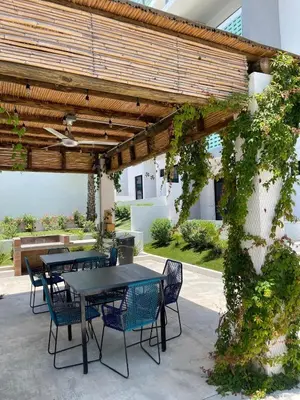 Jardín al aire libre en Departamento en playa cerritos