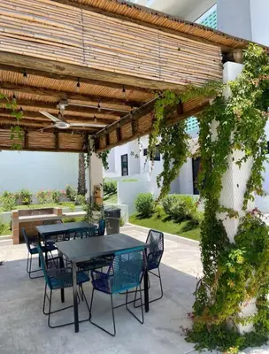 Jardín al aire libre en Departamento en playa cerritos