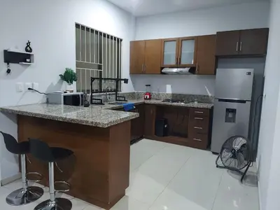 Una cocina o zona de cocina en Departmento en Mazatlán