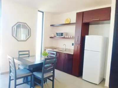 Una cocina o zona de cocina en Soho Primavera Depto Moderno Malecón y Playas 1 Min