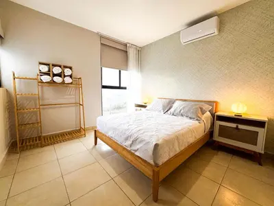 Cama o camas de una habitación en Índigo 7, Steps from Playa Brujas Beach