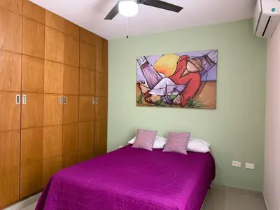 Cama o camas de una habitación en Depa Cerca de la Playa y Valentinos By GPSRentas