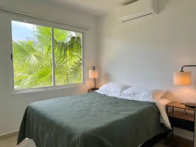 Cama o camas de una habitación en Bonito Depa Cerca de la Playa
