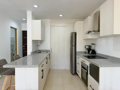 Una cocina o zona de cocina en Bonito Depa Cerca de la Playa