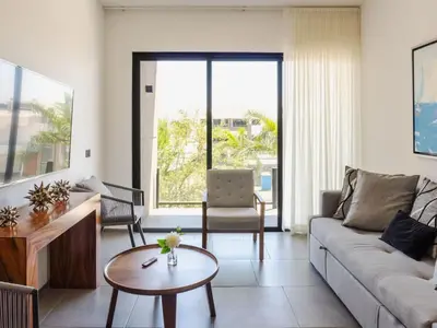 Plano de Modern apartment in Sabalo with pool & grill