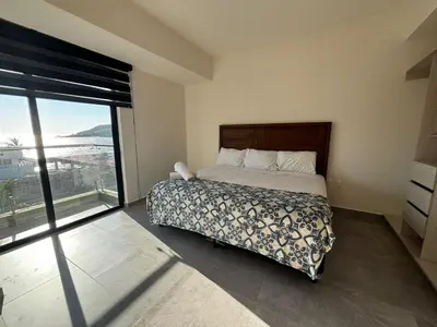Cama o camas de una habitación en Departamento en la Zona Dorada Mazatlán