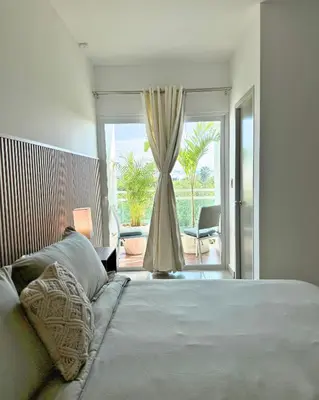 Cama o camas de una habitación en Marina Mazatlán Getaway, Terraza & Comodidad