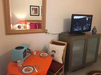Una televisión o centro de entretenimiento en Casa de la Higuera in Pueblo Mágico, Room 2