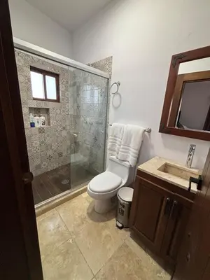 Un baño de Casa María, Elegant Modern Retreat with Private Pool