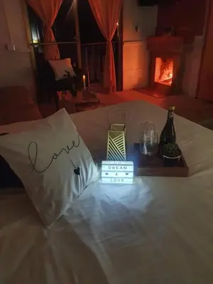 Cama o camas de una habitación en Cabañas El Ensueño