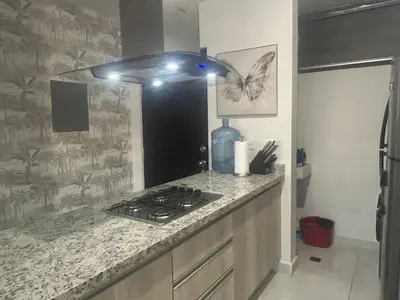 Una cocina o zona de cocina en Depa Palmeras Adora Mazatlán