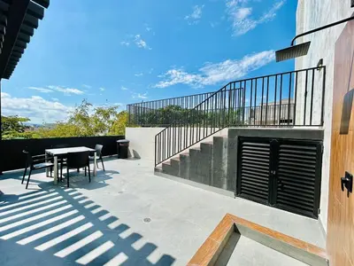 Un balcón o terraza de Cerca de la Playa, Alberca en el Roof con Asador