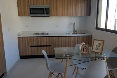 Una cocina o zona de cocina en Oceanna 333 Hermoso departamento en cerritos