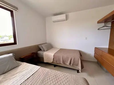 Cama o camas de una habitación en Oceanna. Acogedor departamento a pasos de la playa