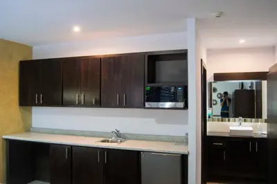 Una cocina o zona de cocina en Hotel Onix Suites