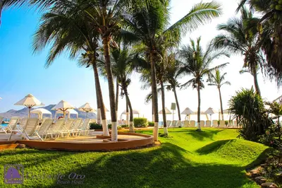 Jardín al aire libre en Costa de Oro Beach Hotel