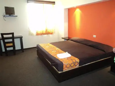 Cama o camas de una habitación en Hotel Santa Cruz Mochis
