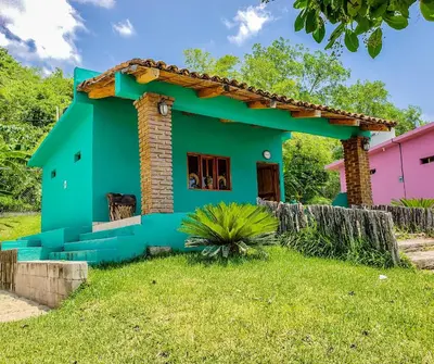 Jardín al aire libre en Cabañas El Potrero