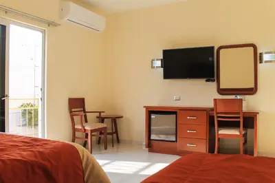Una televisión o centro de entretenimiento en Hotel Davimar