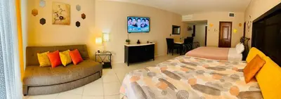 Cama o camas de una habitación en Estudio Frente Al Mar Posada