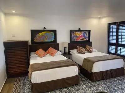 Cama o camas de una habitación en Hotel Raices de Mar