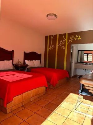 Cama o camas de una habitación en Hotel Colonial de Nogales