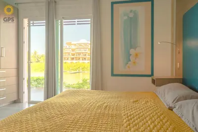 Cama o camas de una habitación en Depa con hermosa vista desde terraza by G P S rentas